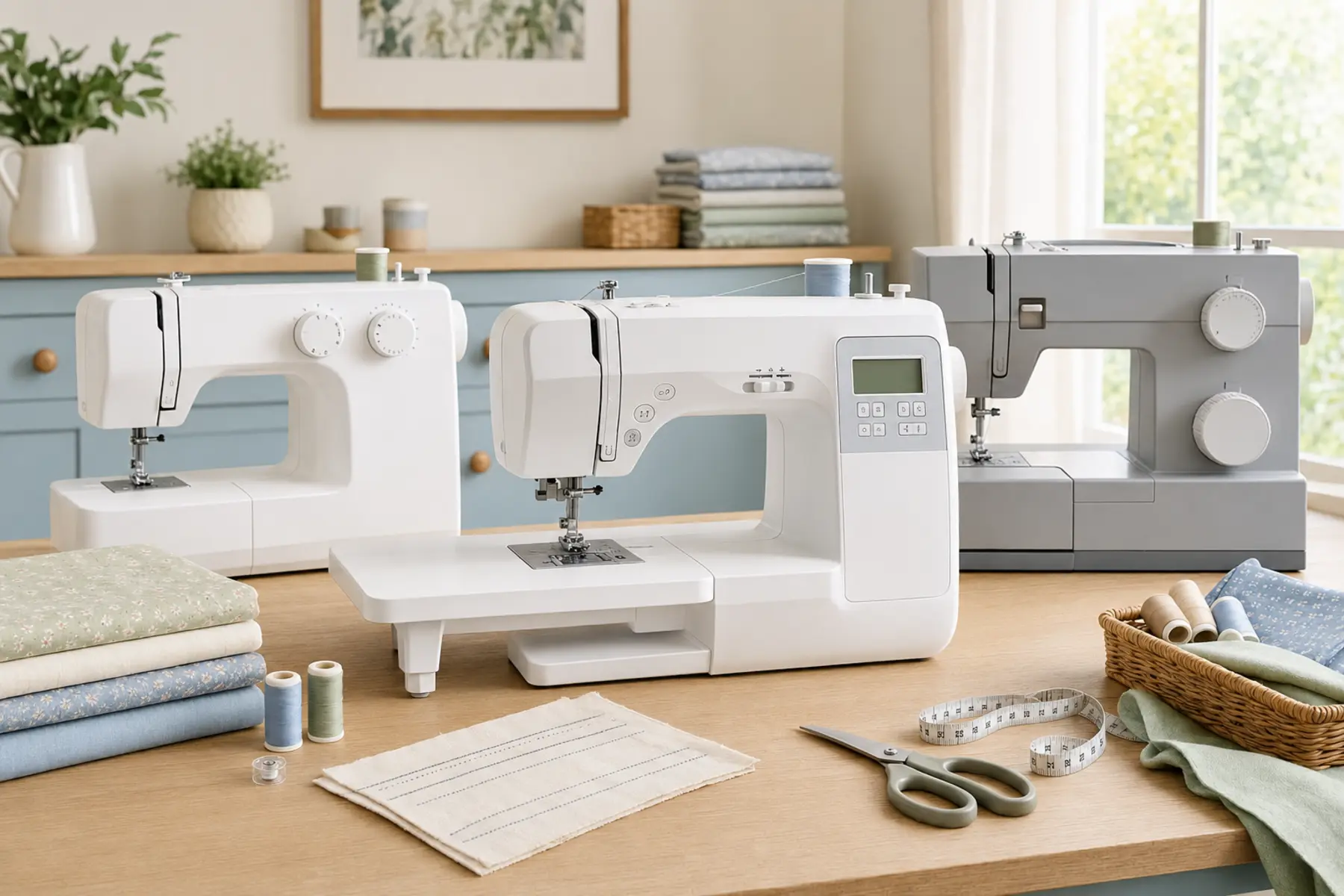 Beginner sewing machine range with mechanical, computerized and domestic heavy-duty formats