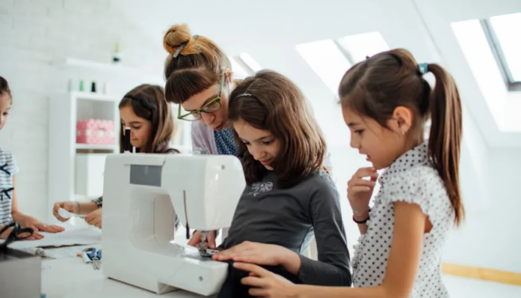 kids ready to use sewing machine